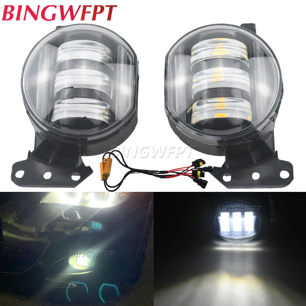 2PCS LED Fog Light Car Lens Fog Daytime Running Lamp DRL 12V For BMW E60 E90 E63 E46 323i 325i 335i 328i 525i 530i 545i 550i