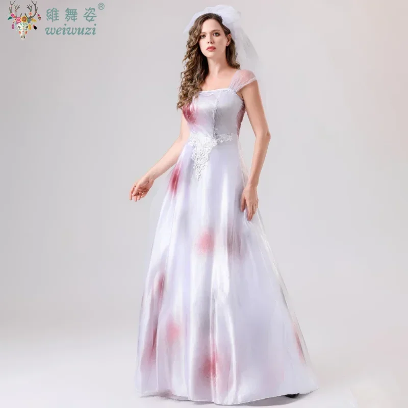 Карнавальный Хэллоуин Леди Делюкс Труп Невесты Костюм Скелета Мексиканский День Мертвых Призрачный Наряд Косплей Необычное Вечернее Платье