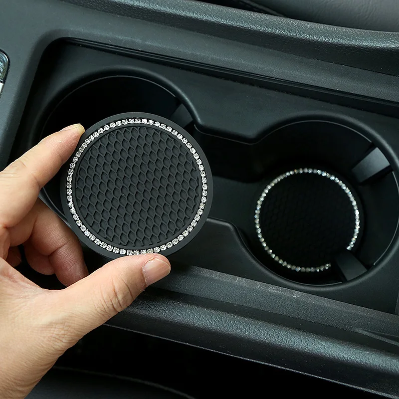 

Car Cup Pad Non-slip Diamond Rhinestone Rubber Mat for Bottle Holder Coaster Auto Interior Anti-skid Cup Holders Accessoires