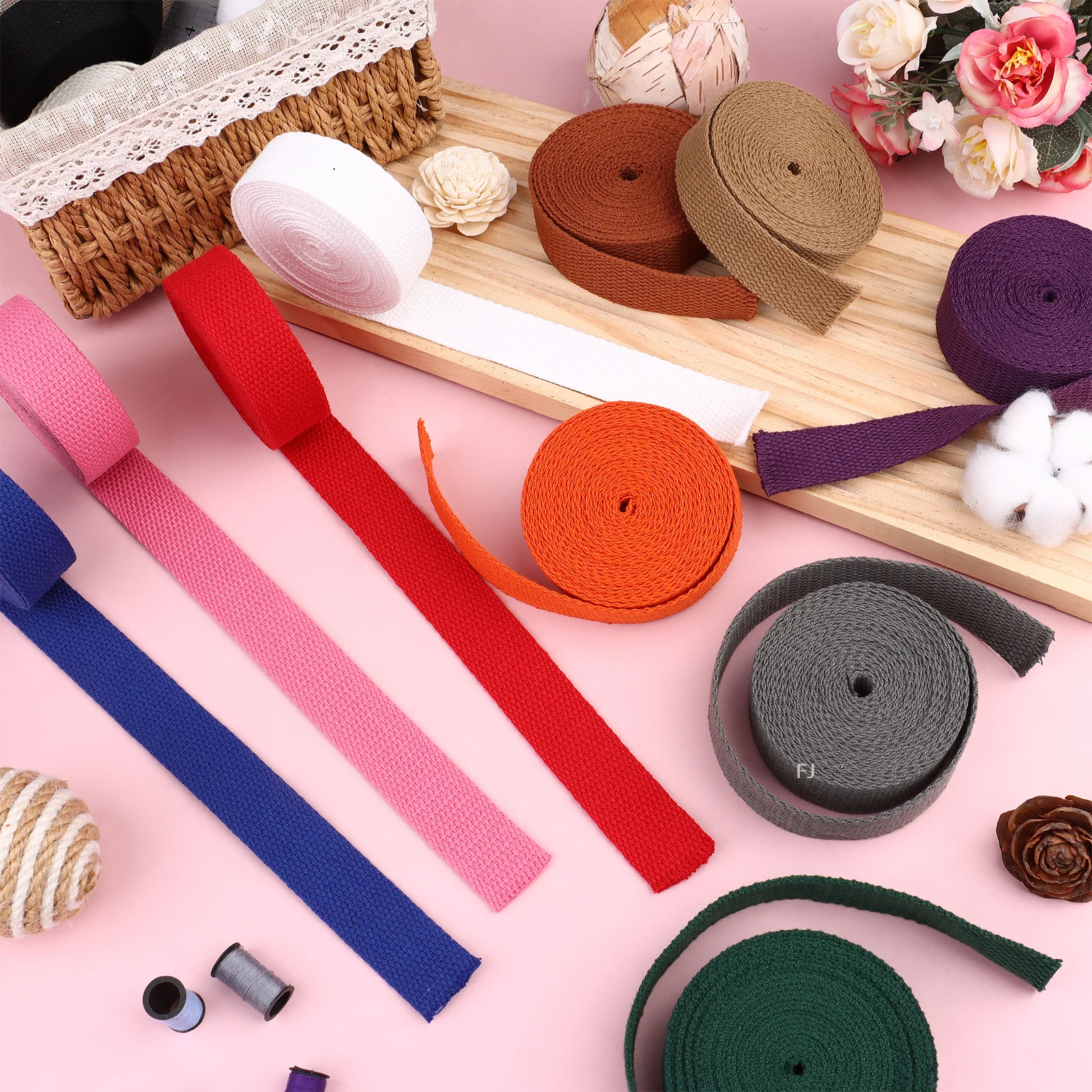 

[YU]12 Stücke Baumwoll Schrägband 2,5m Breite Baumwollband Gurtband Nahtband Zum Nähen Für DIY Basteln Stricken Verpackungen