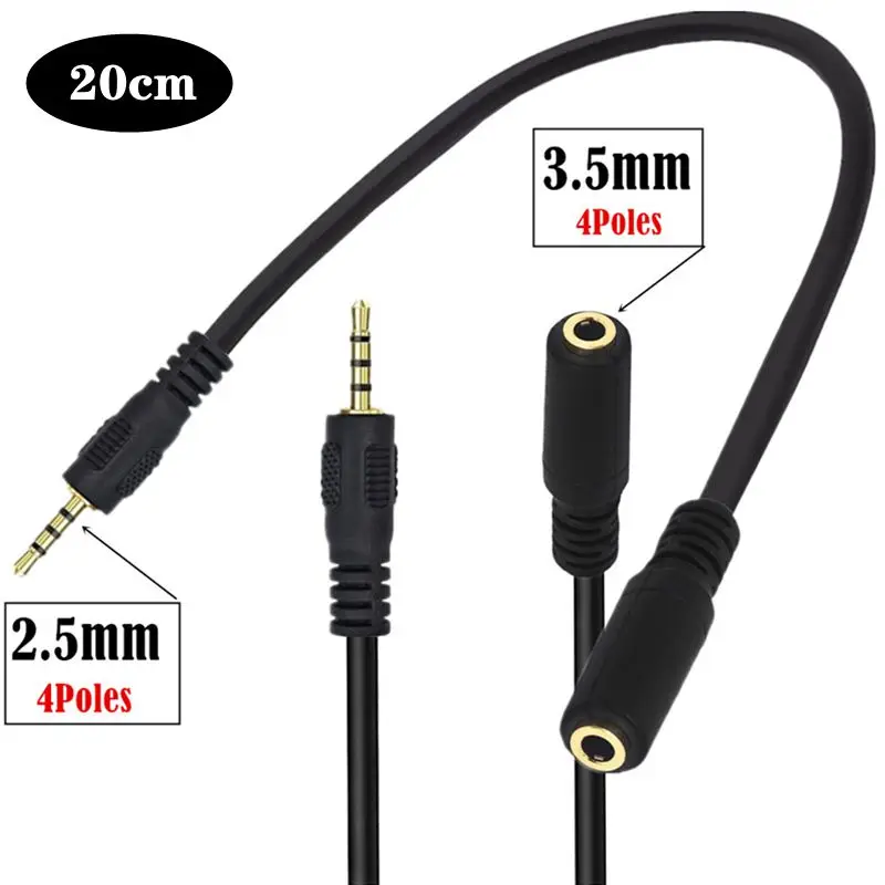 

DC2.5mm 4-Pole Male to 3.5mm 4-Pole Female Adapter Cable, Mobile Phone Headphone Conversion Male to Female Computer Audio Cable