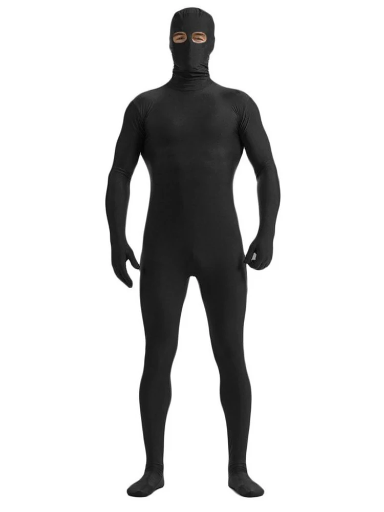 الكبار عيون مفتوحة كامل الجسم Zentai البدلة زي لجميع القديسين الرجال الجلد الثاني ضيق الدعاوى دنة ارتداءها تأثيري ازياء