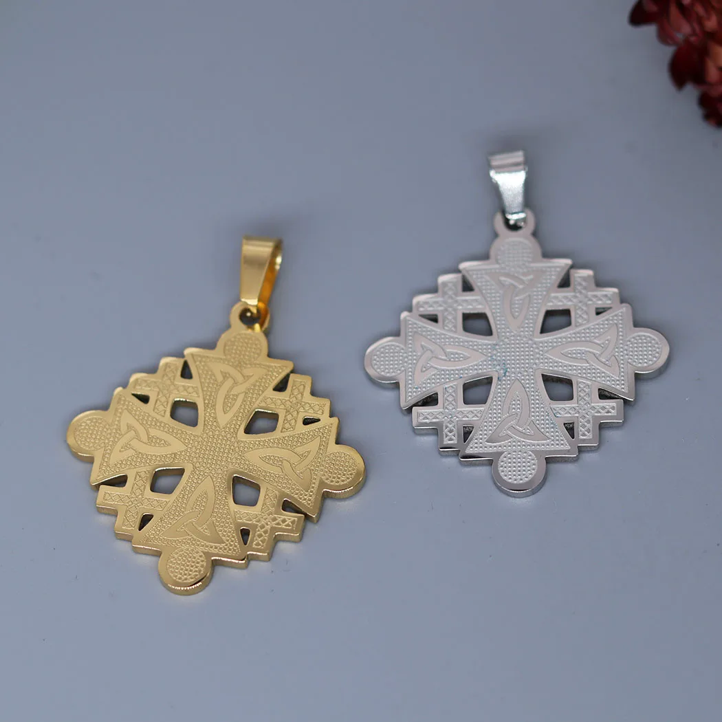 2pcs Jerusalem Cross Jesus Stainless Steel Charms Pendant for Jewelry Making Necklace Witch Knot Symbol Logo Amulets Accessories