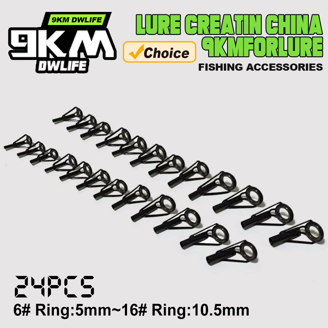 【セール中】釣り竿ガイド 24 個ステンレス鋼ロッド先端修理リング黒セラミック交換淡水海水混合サイズ 5 ? 10.5 ミリメートル