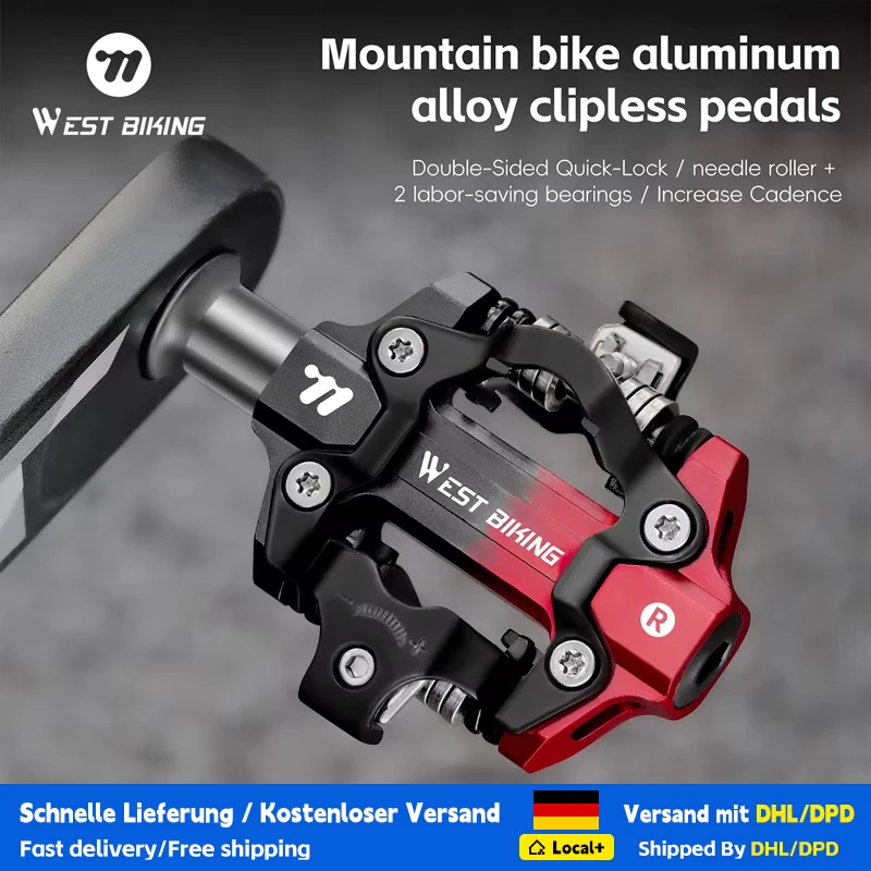WEST BIKING MTB-Fahrradpedale, 2-Lager, Fahrradschlosspedal, doppelseitig, selbstsichernde Legierung, Mountainbike-Pedale, Fahrradteile