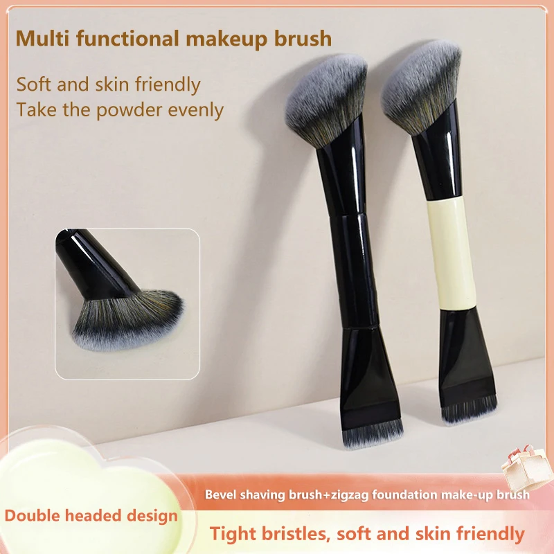 Dubbelzijdige zwarte make-upborstels Professionele multifunctionele foundation Blush Beeldhouwen vloeibare crèmepoeder cosmetische hulpmiddelen