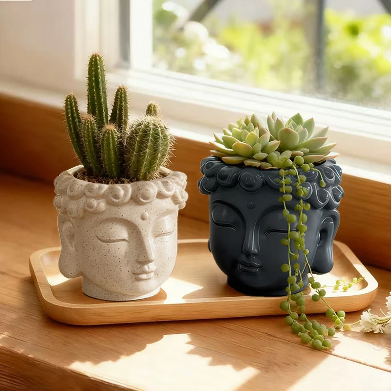 Creative Buddha Statue Flowerpot Green Potted Plants Container Home Courtyard Garden Decor Resin Handicrafts Ornament