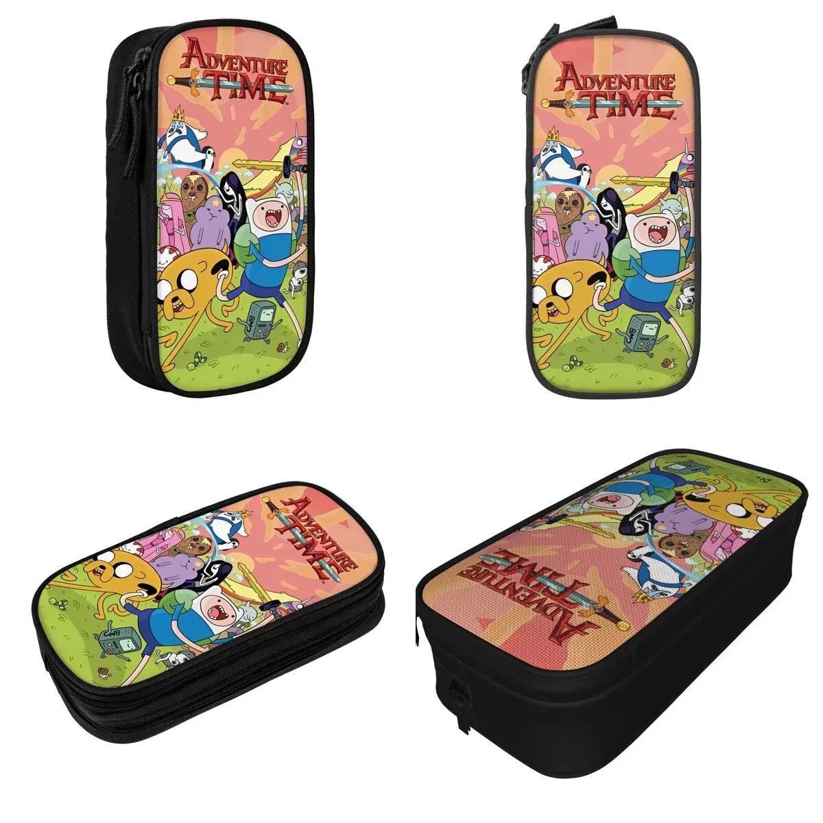 Adventure Cartoon Funny Times Pencil Cases Finn and Jake Pen Box Bag Girl Boy Big Capacity School Supplies Gift Pencil Pouch