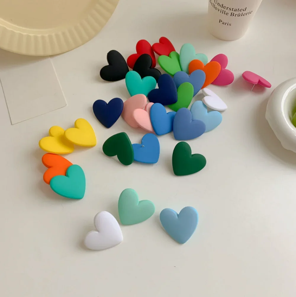 Cute Heart Colorful Red White Black Earrings Love Statement Wedding Geometric Heart Bohemian Vintage Acrylic Trend Party Jewelry
