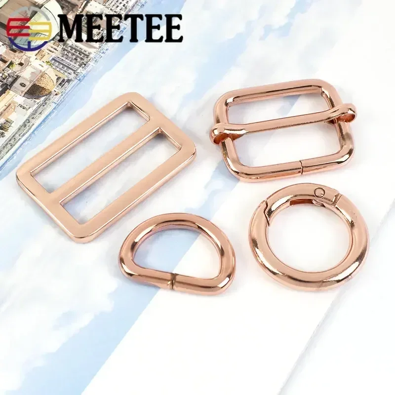 5 pçs rosegold saco fivelas de metal o d anel clipe fecho tri glide slider gancho mochila cinto cinta diy ferragem acessórios costura