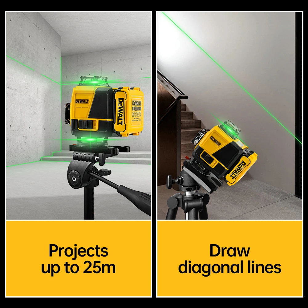 Dewalt Tools 12/16 Lines Laser Level 360° Self-Leveling Horizontal And Vertical Cross Line Laser Level Super Powerful Green Beam
