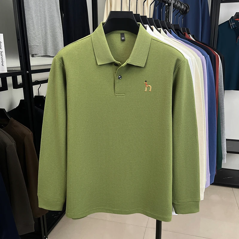Original Marke Herren Poloshirt 100 Baumwolle Revers Hund Sticken Langarm T-Shirt Herbst Neue Business Casual Hübsche Herrenbekleidung – Detail 19