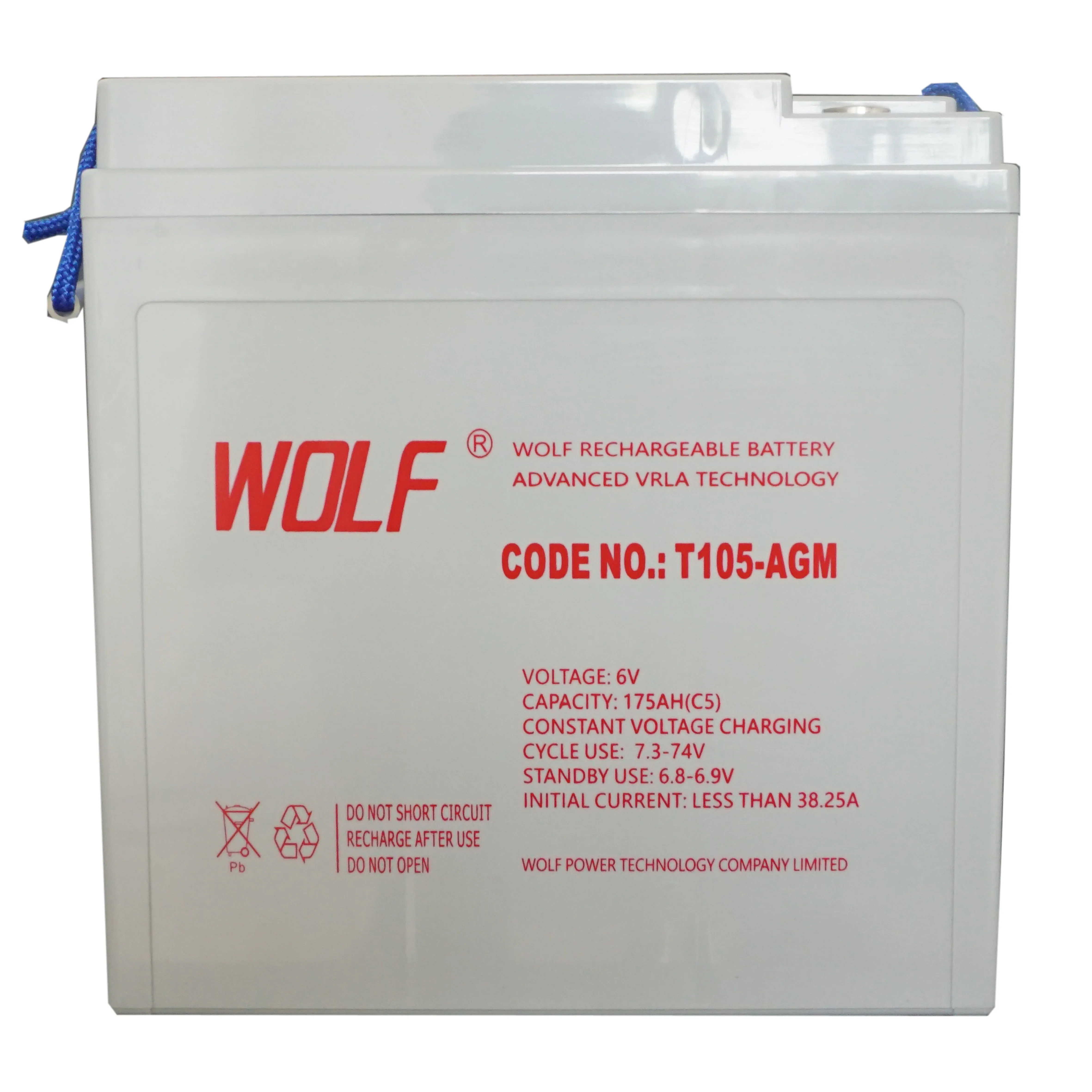 Free Logo Design Deep Cycle Maintenance Free 6v 225Ah T105 Agm Lead Acid Battery For Golf Cart