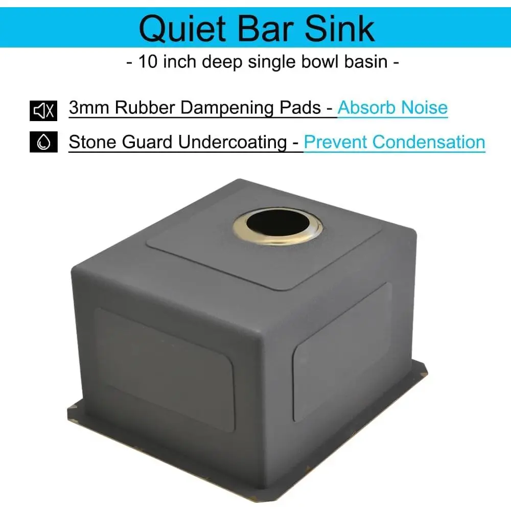 Pia de Cozinha de Aço Inoxidável de 13 x 15 Polegadas para Instalação Embutida, Cuba Única, para Pequenos Bares e Uso em RVs