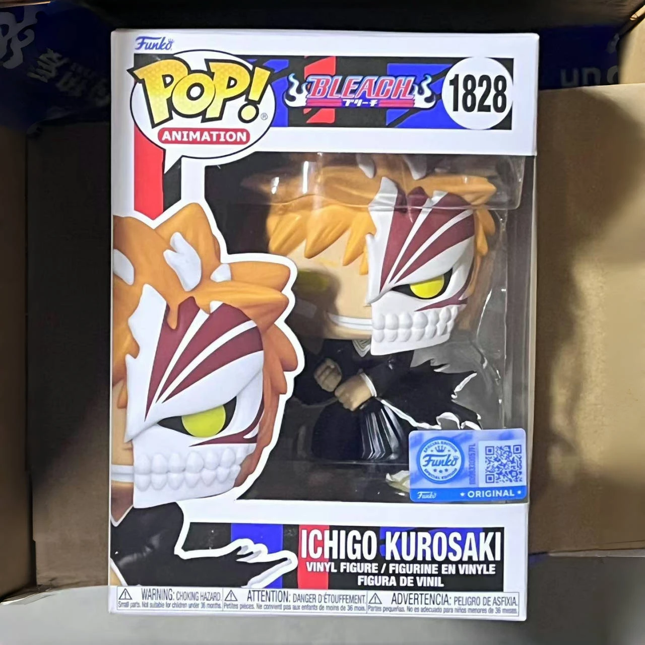 أنيمي بليتش الشكل Ichigo Kurosaki (نصف قناع) 1828 Funko Pop 4.5 بوصة شخصيات الفينيل تحصيل طبعة محدودة لعبة مجسمة هدية