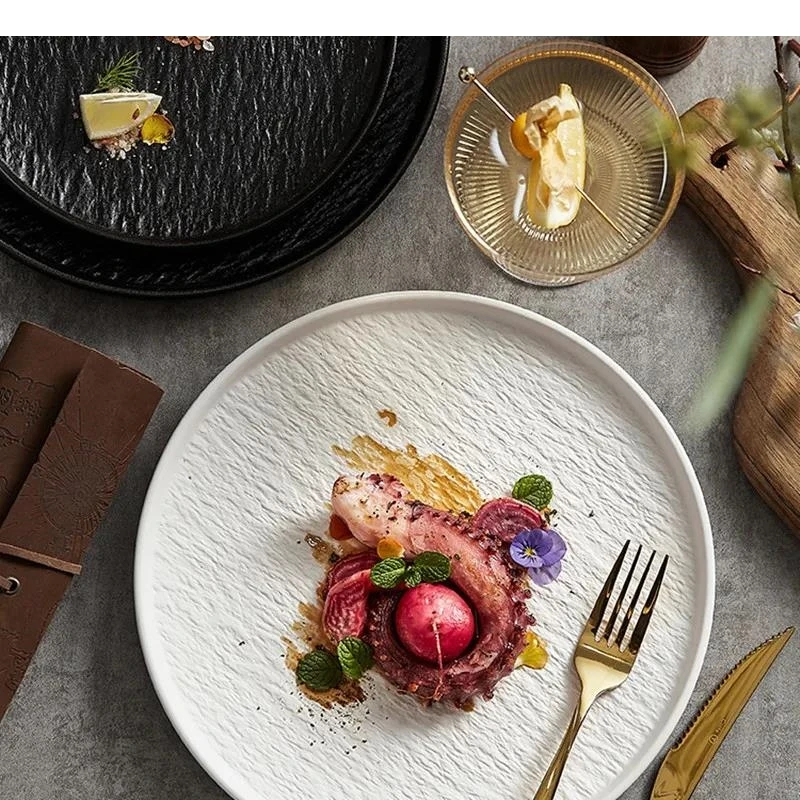 

Сплошная цветная основная тарелка, керамическая тарелка в скандинавском стиле, украшение для дома, салат, десерт, отель, ресторан, стейк, посуда