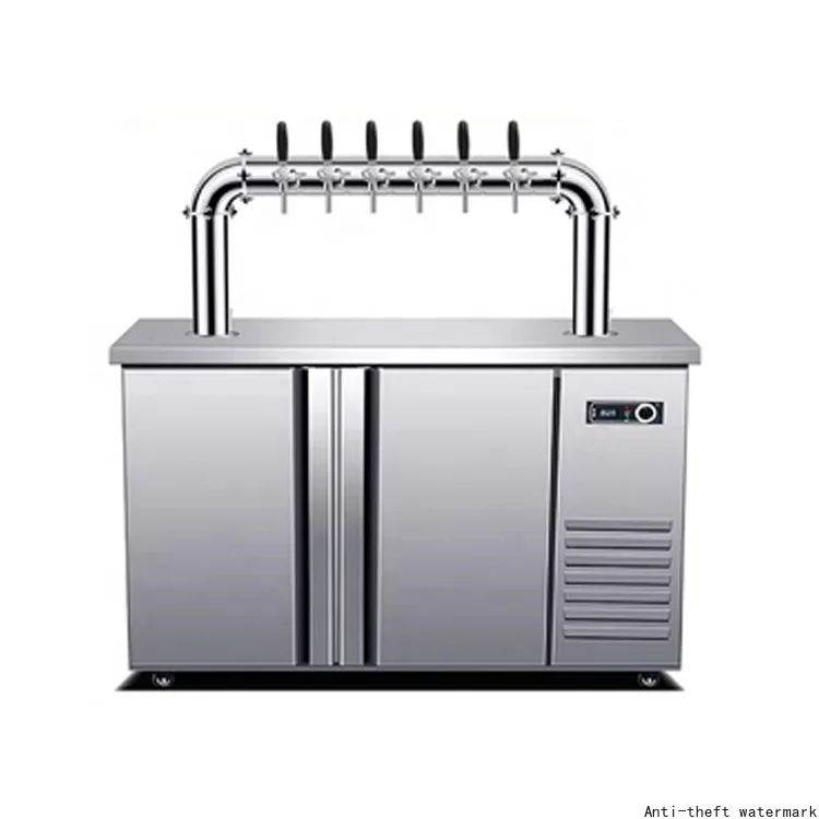 2026 - Air-cooled fully automatic craft beer brewing equipment, 2-in-1 commercial beer machine, draft beer refrigerator.