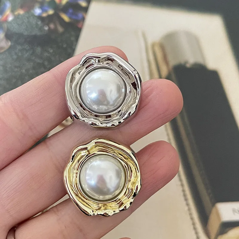 5pcs high-quality pearl metal buttons fashionable coat windbreaker decorative buttons suit jacket sweater hand sewn buttons