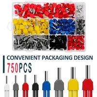 Kit de casquillos de doble extremo de alambre, 750 Uds., casquillos de extremo de doble cable confiables multiusos con caja, fácil de usar para conexión de cables