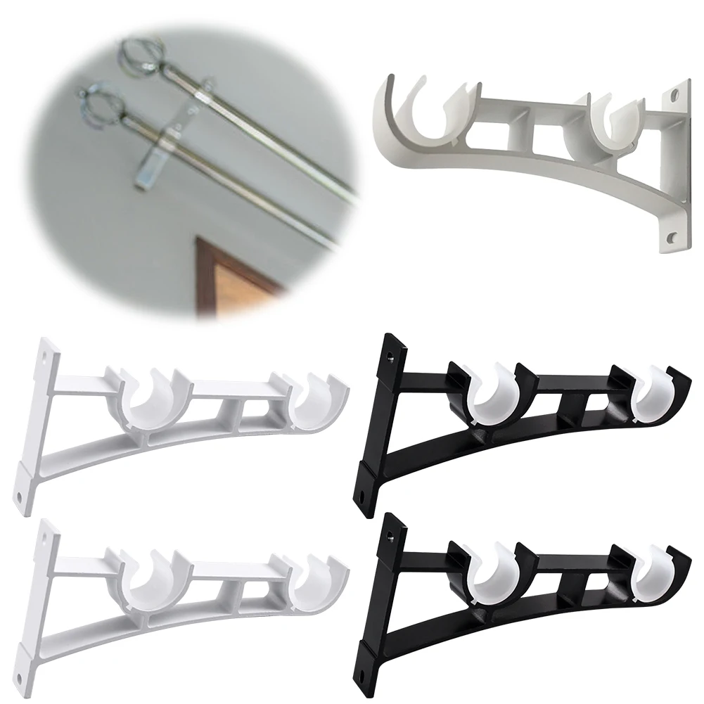 

2-упаковка, опорная вешалка для стержня, настенный кронштейн, двойной стержень из алюминиевого сплава, кронштейны для штор для драпировки, опора для настенных вешалок