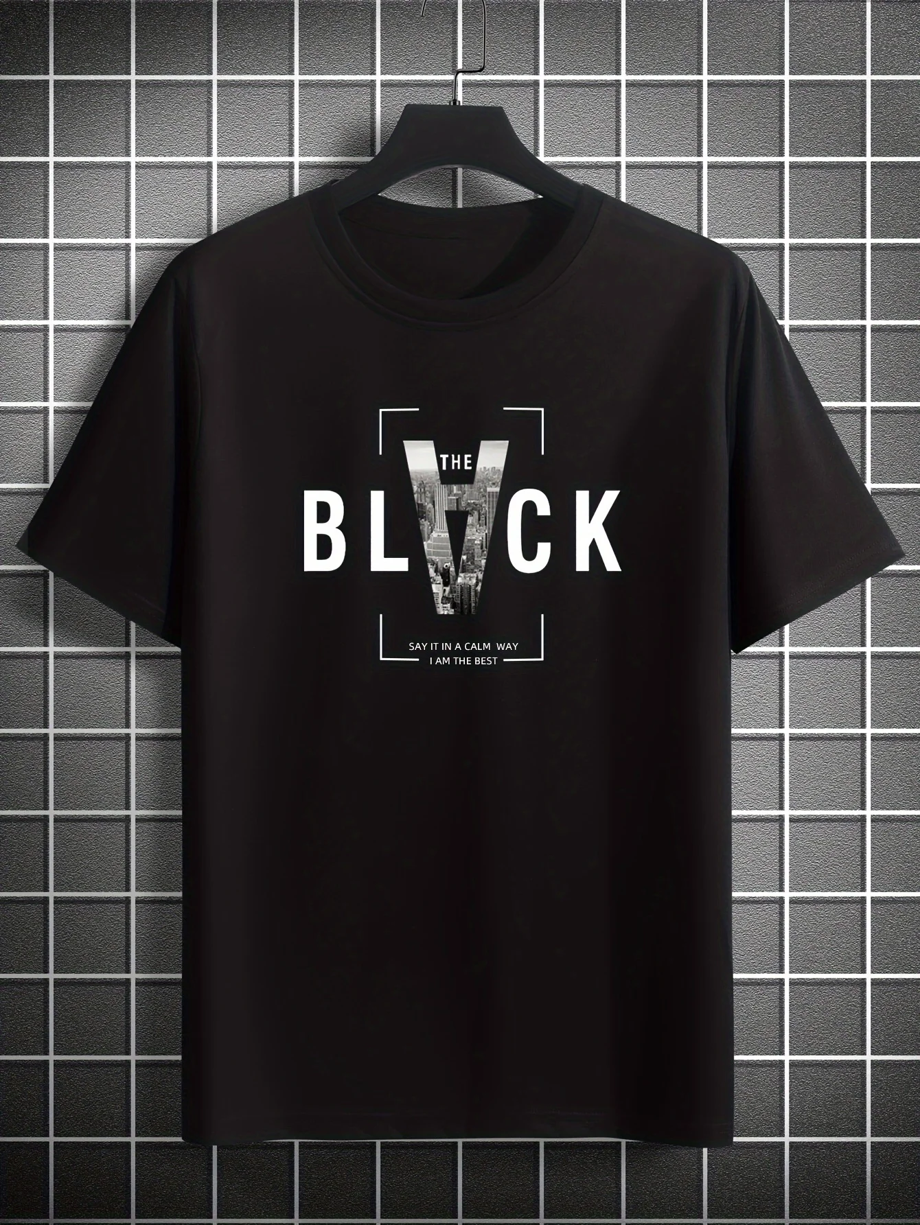 Men's English Slogan Pattern T-shirt - Large Size. Men's Summer Sports and Fitness T-shirt. Daily Commuting and Versatile T-shir
