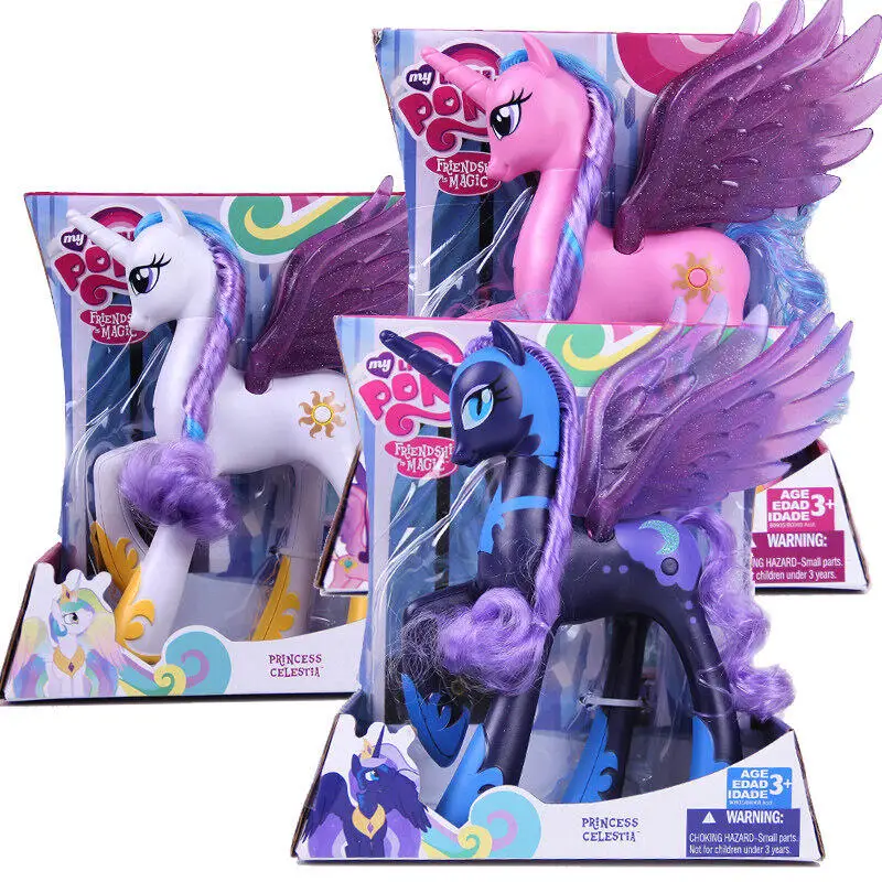 Celestia, Luna, Pinkie Pie, Fluttershy, My Little Pony, Figura Coleccionable de Juguete de Pony, Set Completo Grande, Regalo para Cumpleaños y Festivales