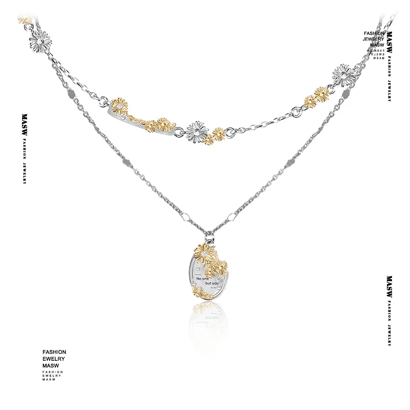 

MASW Original Design Luxury Temperament Metallic Flower Necklace For Women Gifts Trendy Jewelry Simply Hot Selling Accessories