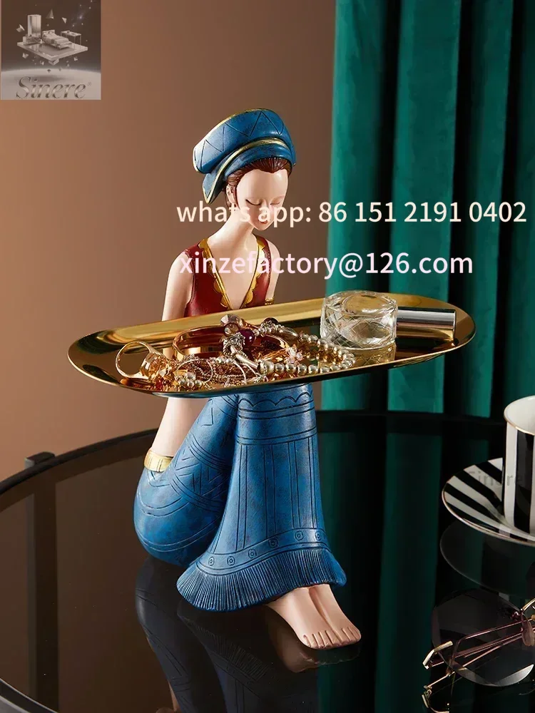 

Customizable Nordic Home Decor Art Figure Storage Tray Ornament Luxury Living Room Kawaii Desk Accessories Interior Figurin