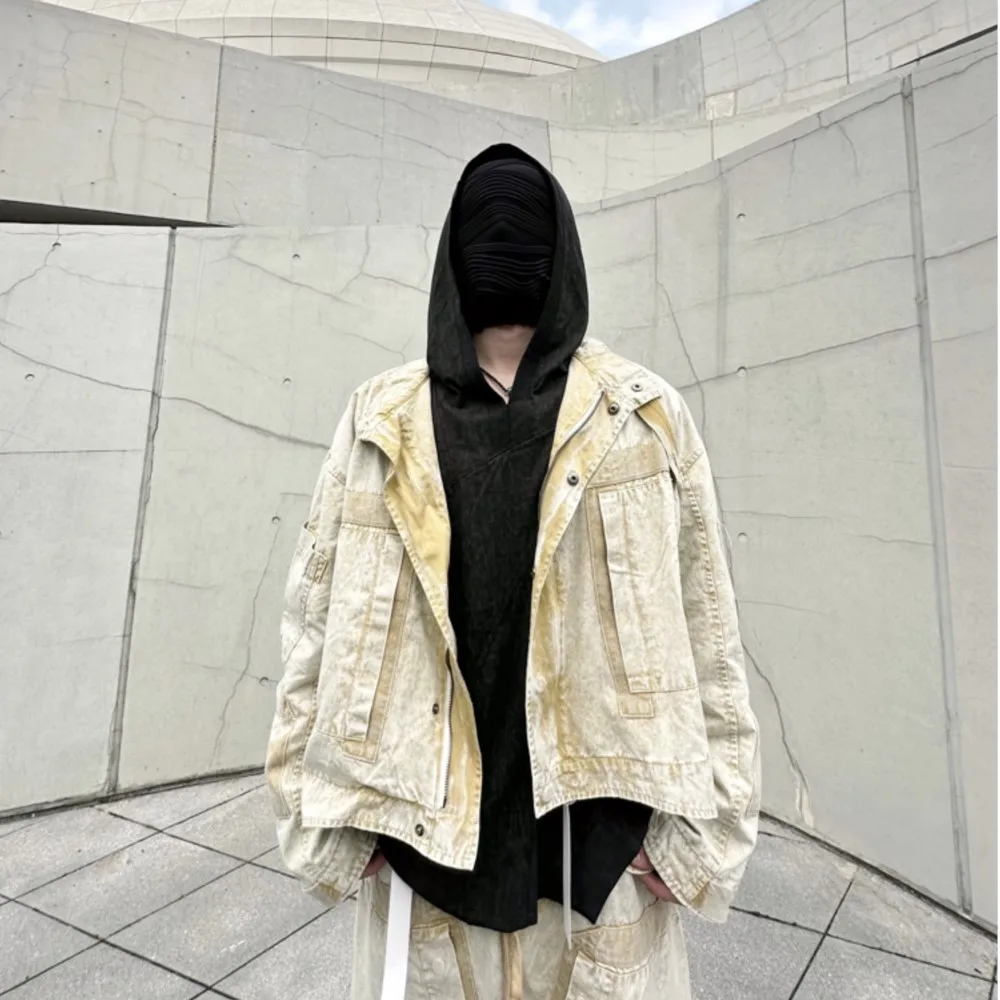 Wasteland Style Wear Clothes Distressed Tooling Washed Retro Deconstructed Fashion Men's and Women's Jacket