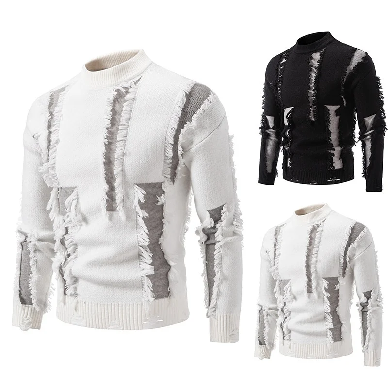 

Men's Faionable Versatile Casual Knitwear Sweater Boting Large Size Winter Thermal Polyester Fiber Urban Sle Long S...