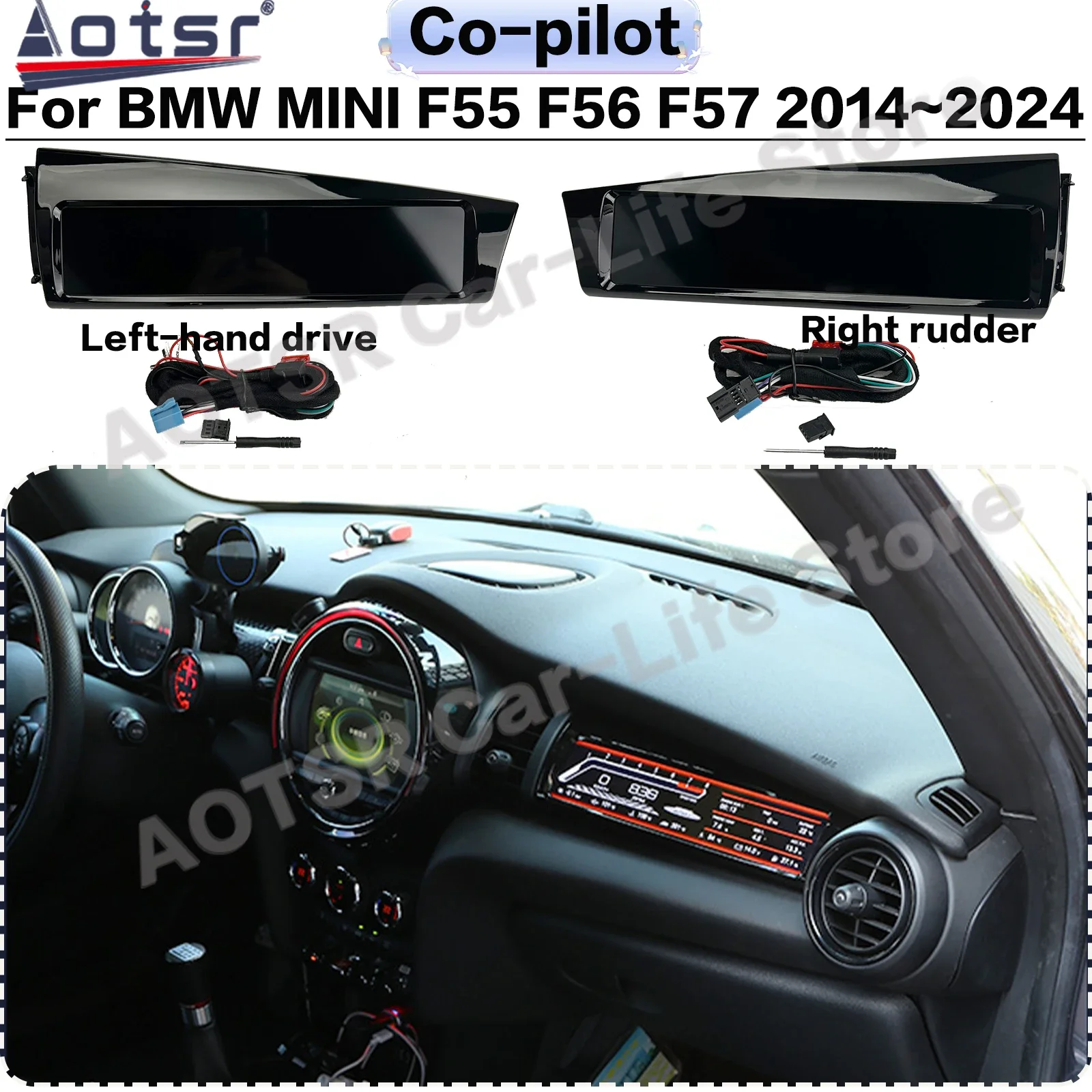 Co-Pilot Passenger Display Instrument Cluster For BMW MINI F55 F56 F57 2015-2020 Virtual Cockpit KM Mile Screen