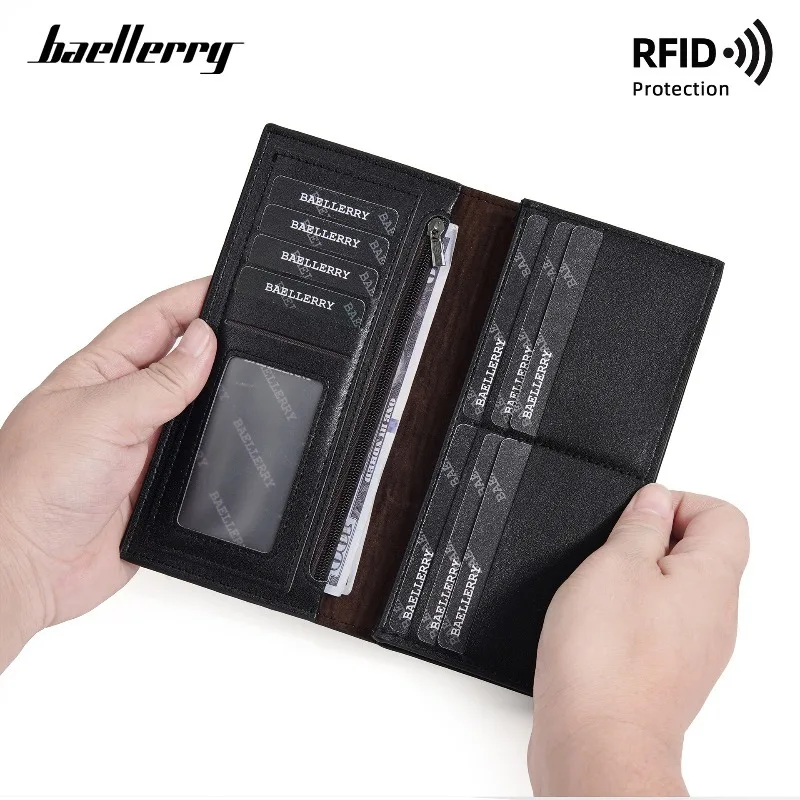 Baellerry RFID Men's Business Long Wallet Multi-Function Coin Purse Large Capacity Clutch Bag Multi-Slot Card Holder