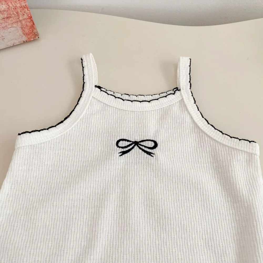 Casual Newborn Baby Girl Romper 0-2Years Infant Sleeveless Strap Solid Color Bow Bodysuit Outfits Summer Clothes