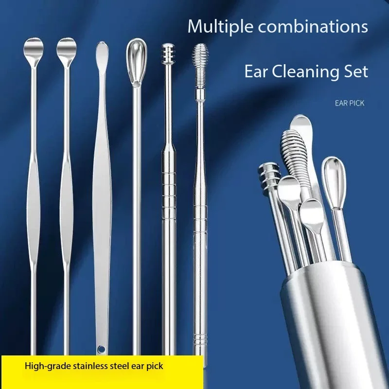 6Pcs Stainless Steel Ear Cleaning Set, Ear Pick Tools with S
