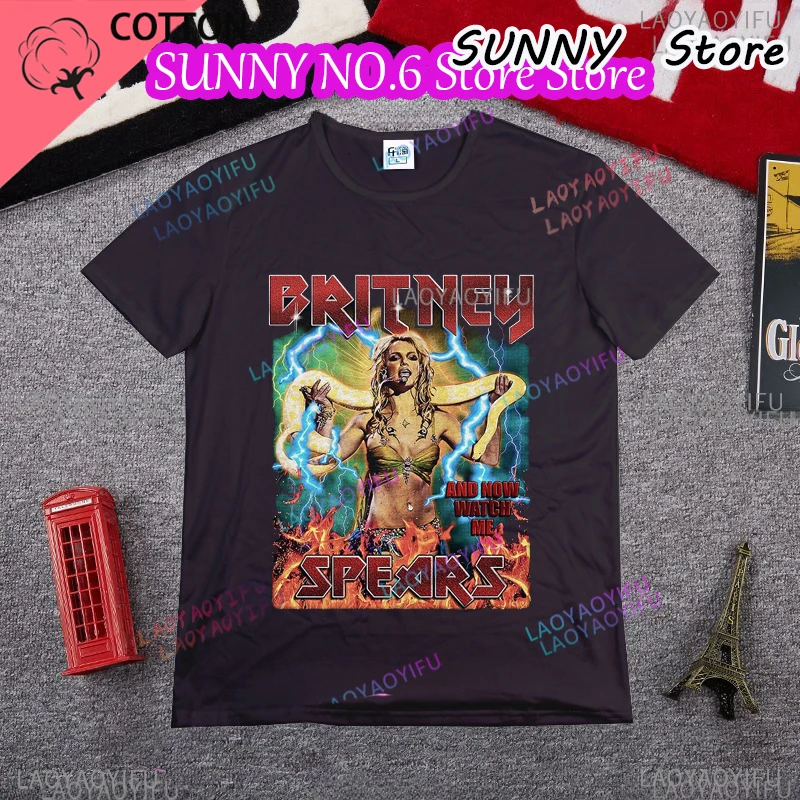 Britney Vintage New Print T-shirt Britney Spears Singer Hip-hop T-shirt Men's Women's T-shirt Short Sleeve Novelty T-shirt Men's