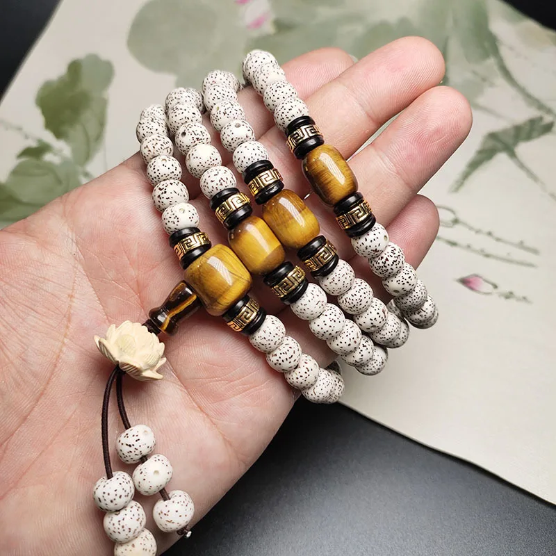 Wholesale Hainan Natural Xingyue Bodhi Seed 108 Men's Necklace Bracelets Tigereye