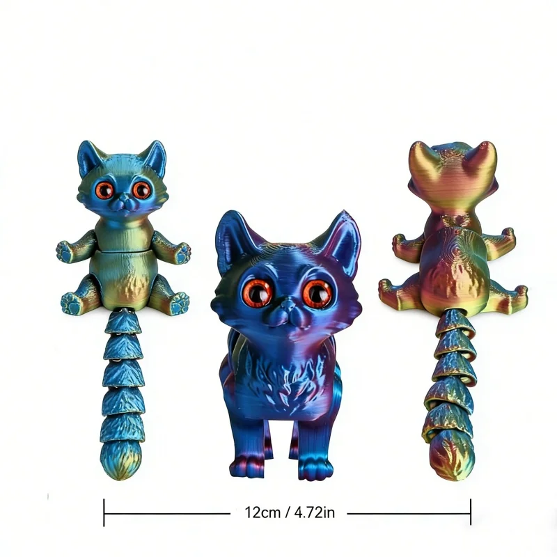 3D Printed Cute Cat Model Toys Cat Ornament Realistic Hairless Figurine with Movable Joint Children's Funny Gifts Tabletop Decor