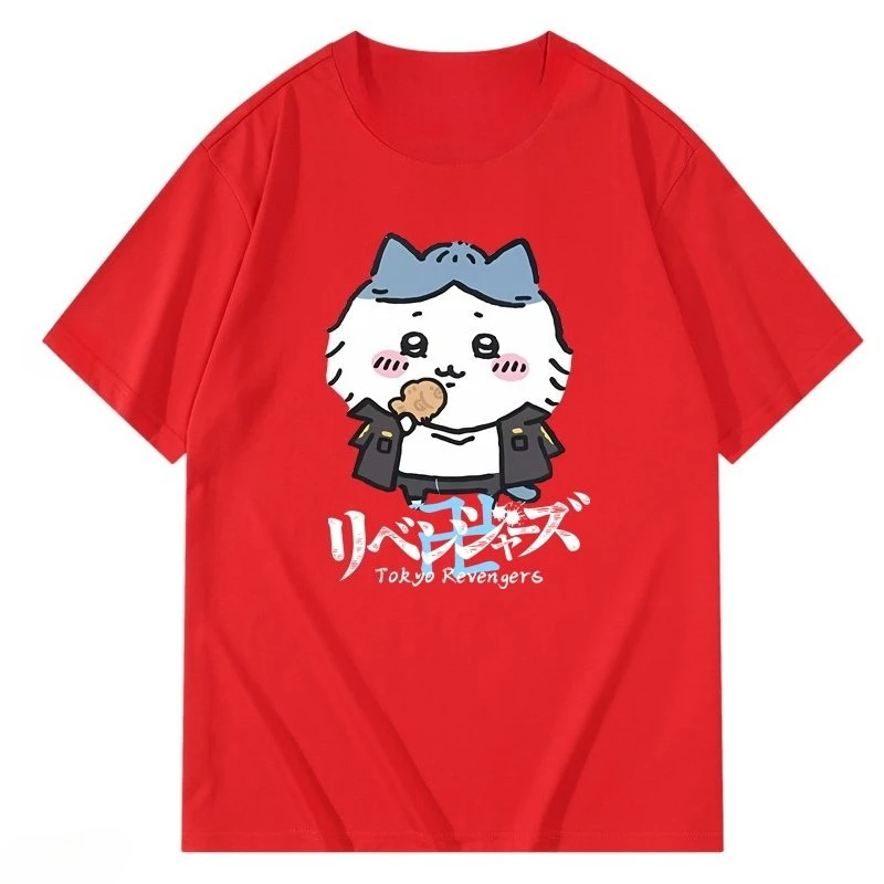 Chiikawa Usagi Hachiware × Tokyo Revengers Anime Grafik T-Shirt, Sommer Unisex Locker Lässig Kurzarm Streetwear Alltags-Oberteil – Detail 6