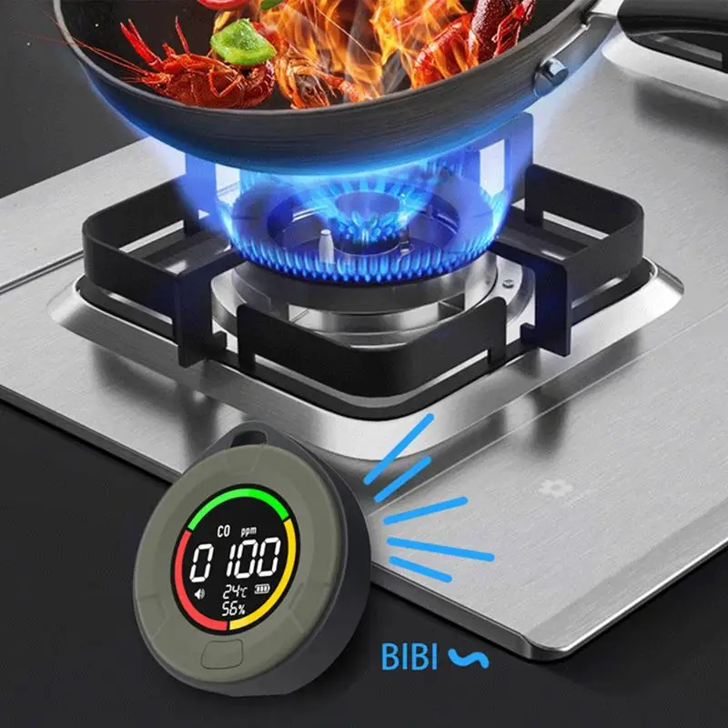 CO Detector 3 In 1 LED Digital Display Carbon Monoxide Home Detector Temp And Humidity Tester CO Sensor 1000mAh Portable CO