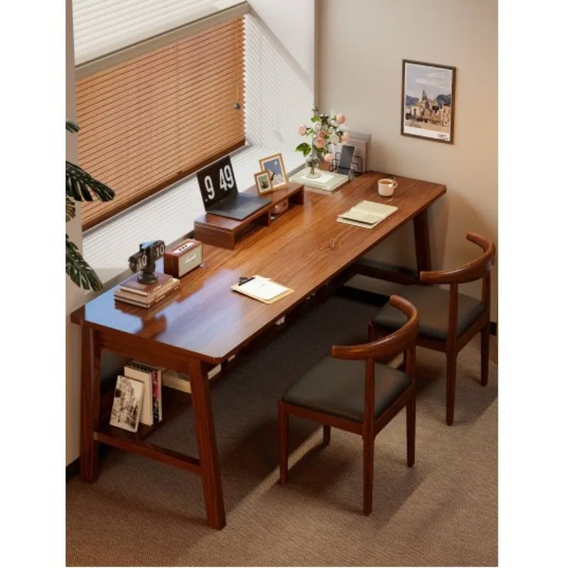 Solid wood desk, double long table, home study writing table