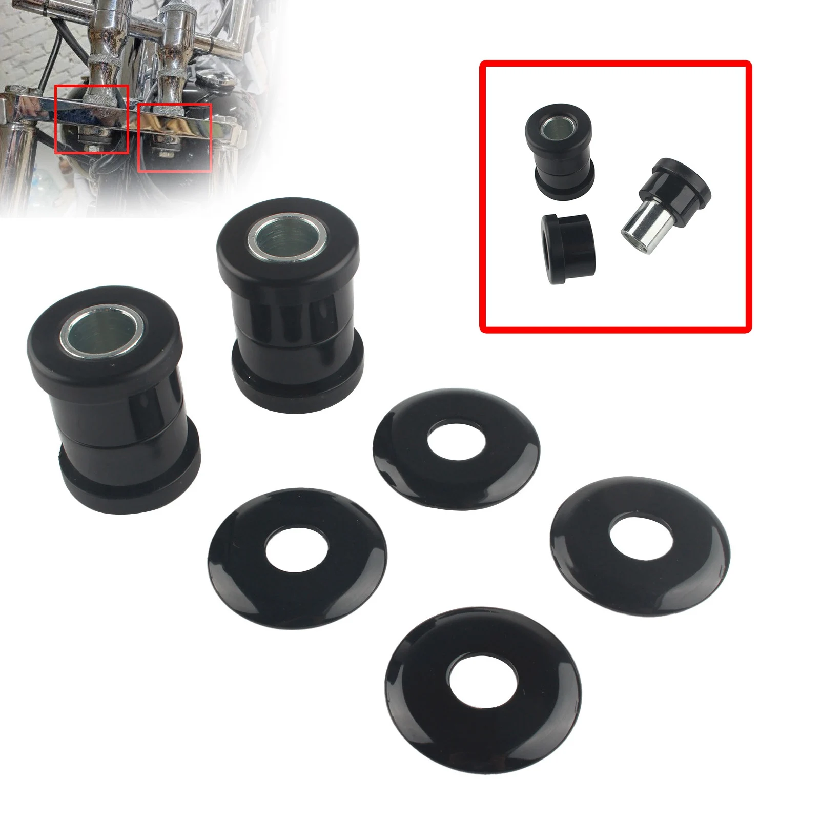 For FXST & FLST (except FXSTD)  1986-2016 FXR  1986-1994 1 Set Handlebar Riser Bushings
