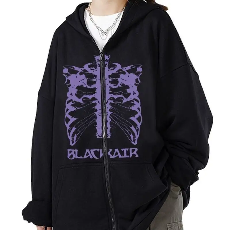 

Kawaii модные топы для девочек, студенческая повседневная женская одежда с героями мультфильмов, Y2K, толстовка на молнии со скелетом, 90-е годы, топы на молнии с принтом в стиле ретро для девочек