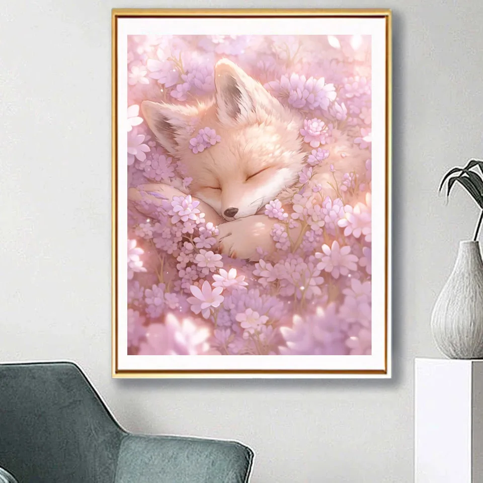 5D DIY Diamond Painting Fox Flower Rhinestone Mosaic Animals Diamond Embroidery Cross Stitch Handmade Gift Wall Decor