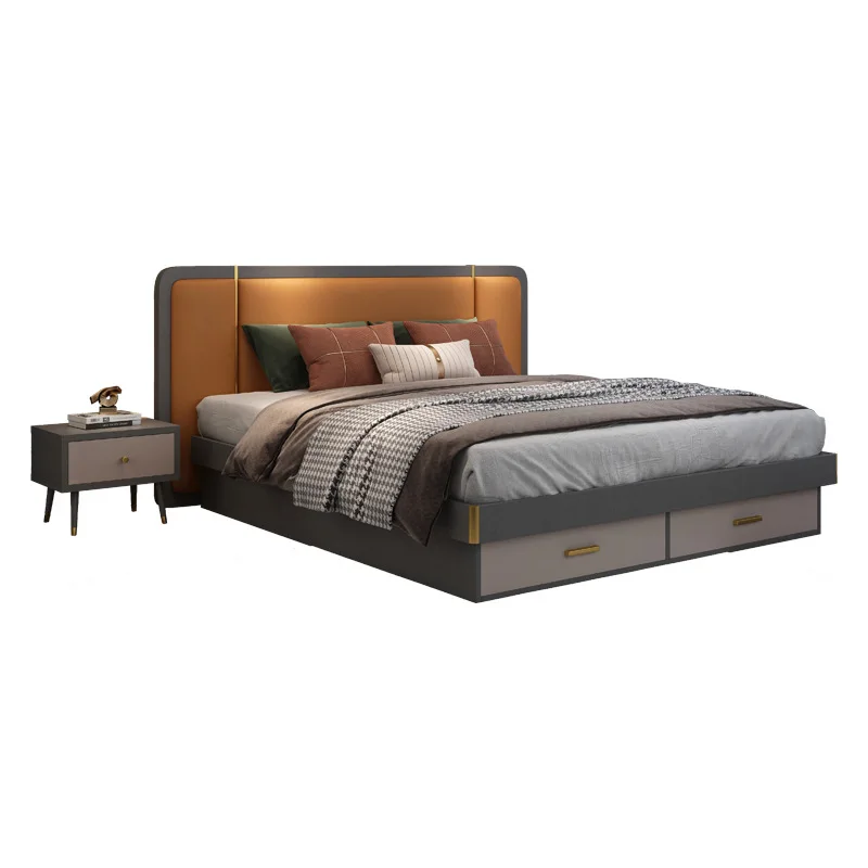 

storage double bed, plate bed, wabi sabi bedroom multi functional pneumatic high box soft bag bed