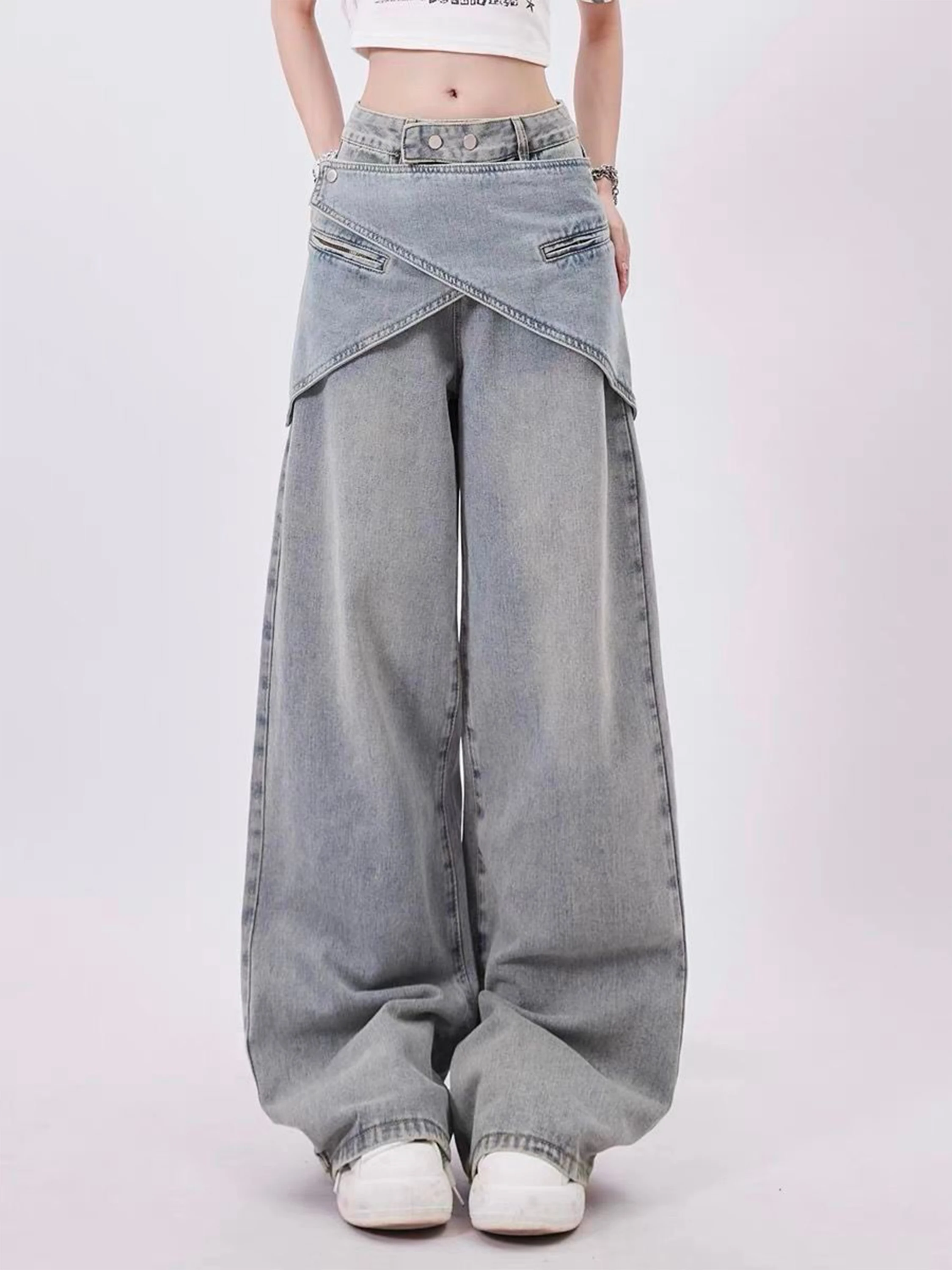 Women's Blue Y2k Skirt Jeans Harajuku Vintage Baggy Denim Trousers