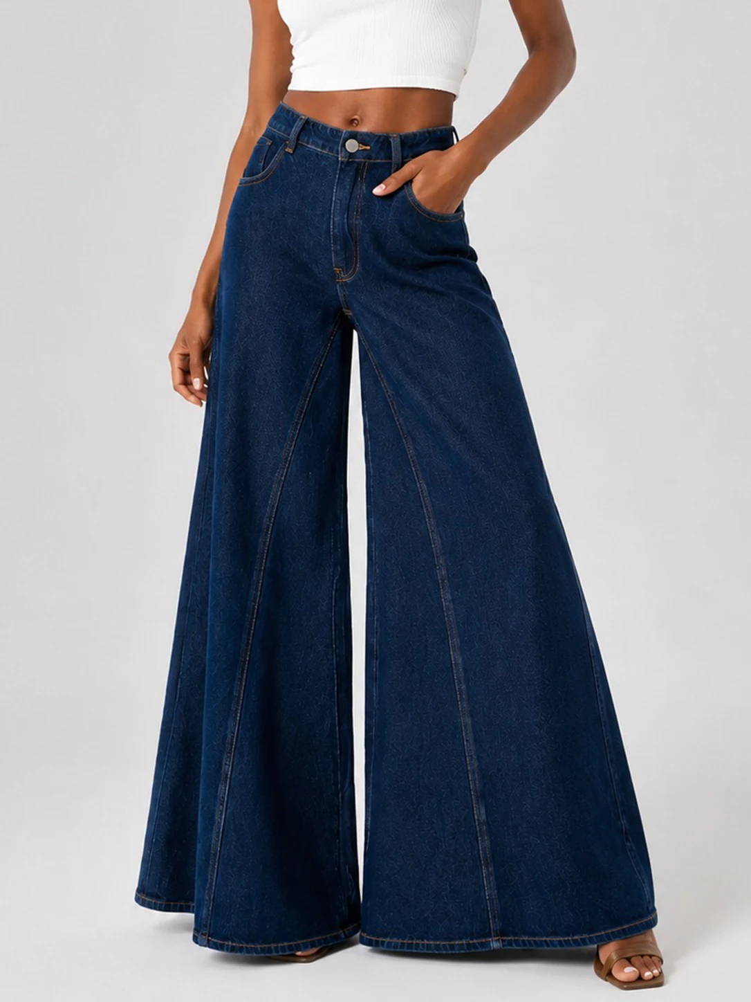 New Spring/summer Women's High-waisted, Loose-fitting Wide-leg Jeans With a Wide Leg Opening, Casual and Versatile, Suitable for All Seasons.