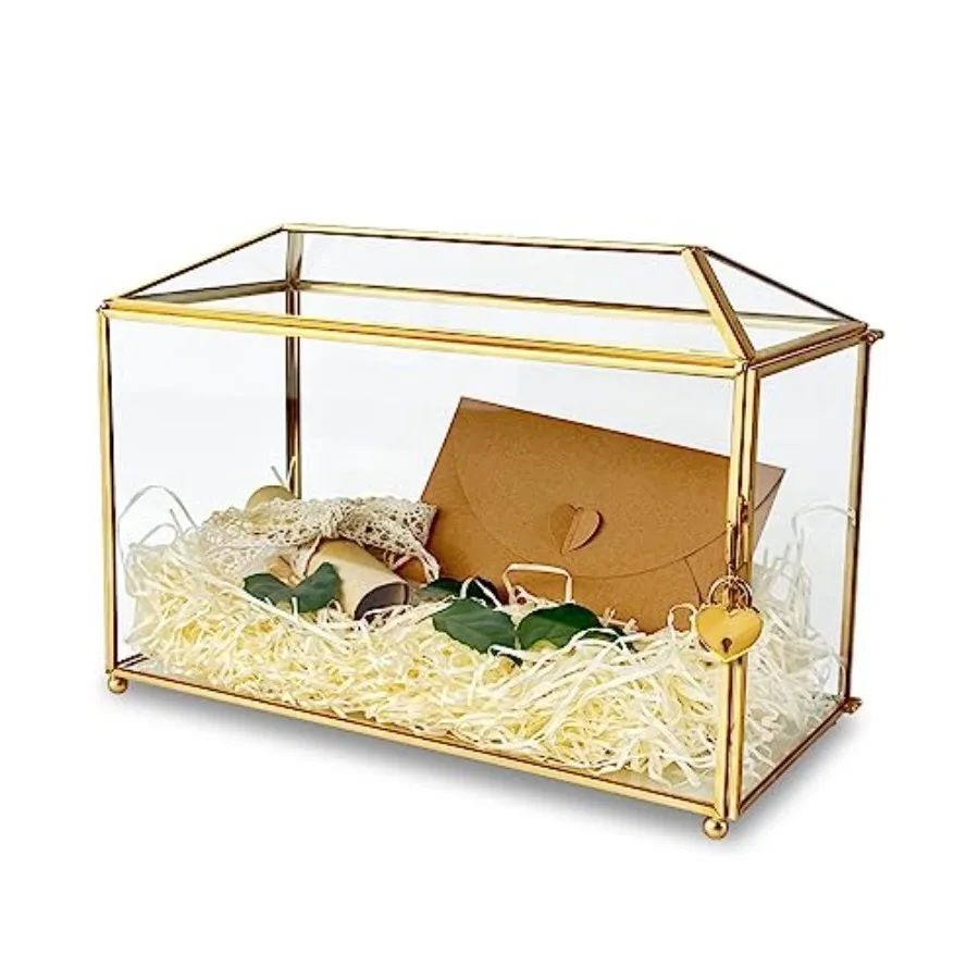 

Большая прозрачная декоративная коробка для свадебных открыток 12,6 дюйма с замком и отверстием для приёма гостей, ручной работы, для выпускных вечеров