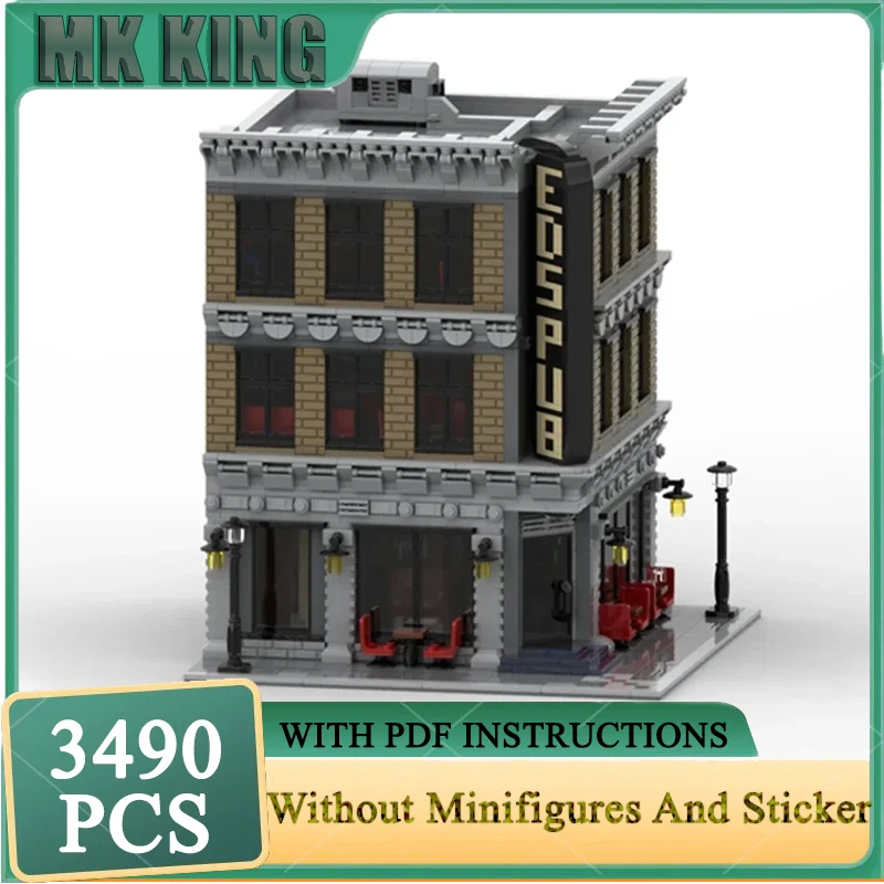 

Moc Building Bricks Corner Pub Modular Model Technology Block City Street View Blocks DIY Assembly Christmas Gift Toy