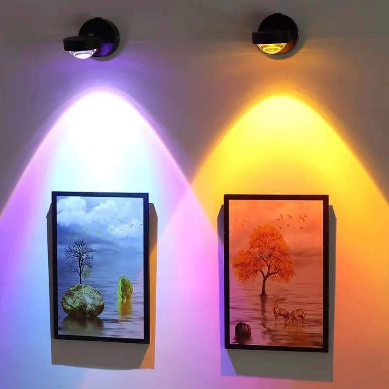 

USB Wall Lamp Bedroom Bedside Lamp Entrance Hallway Aisle Living Room Back Wall No Need Installation Sunset Ambient Light