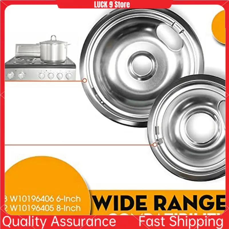 

Drip Pan Kit Metal Stove Drip Pans Universal Chrome Burner Drip Bowls Replacement For Kitchen Aid Range W10196405 & W10196406